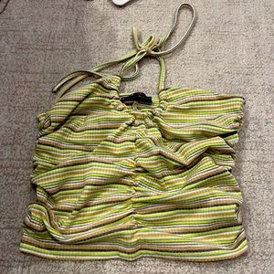 shein green striped halter top with ties!!